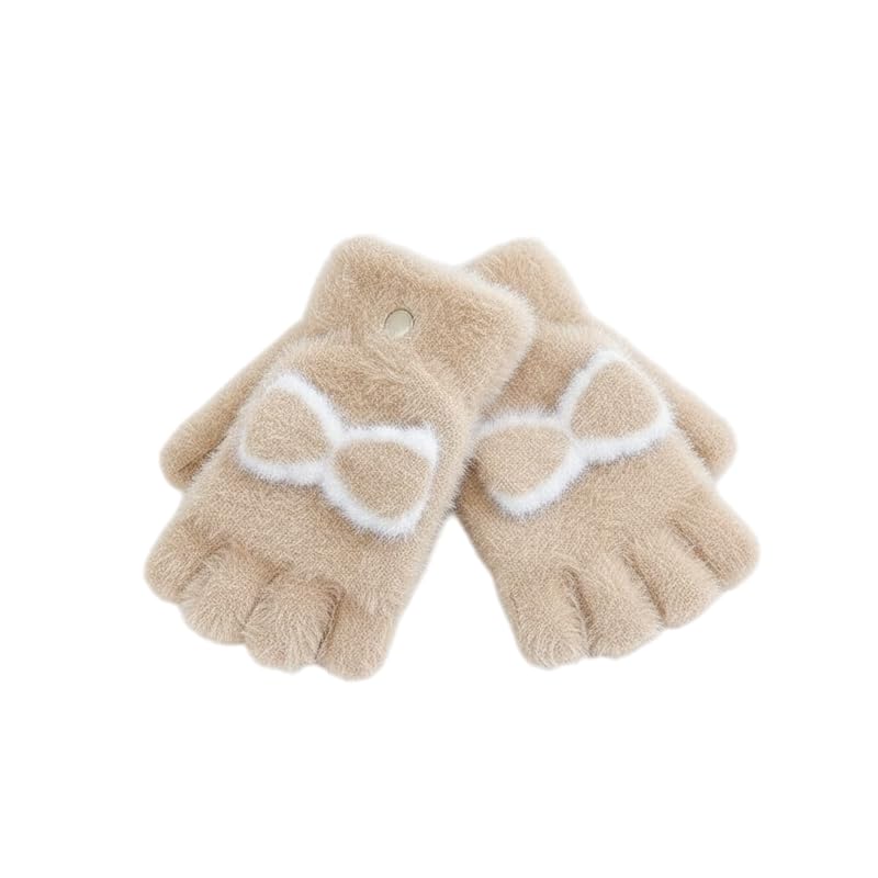 Winter Gloves for Women Fashion Knitted Hand Gloves | Soft Acrylic Wool Half Finger Warm Mitten Gloves for Boys and Girls Fingerless Rabbit Ears Glove