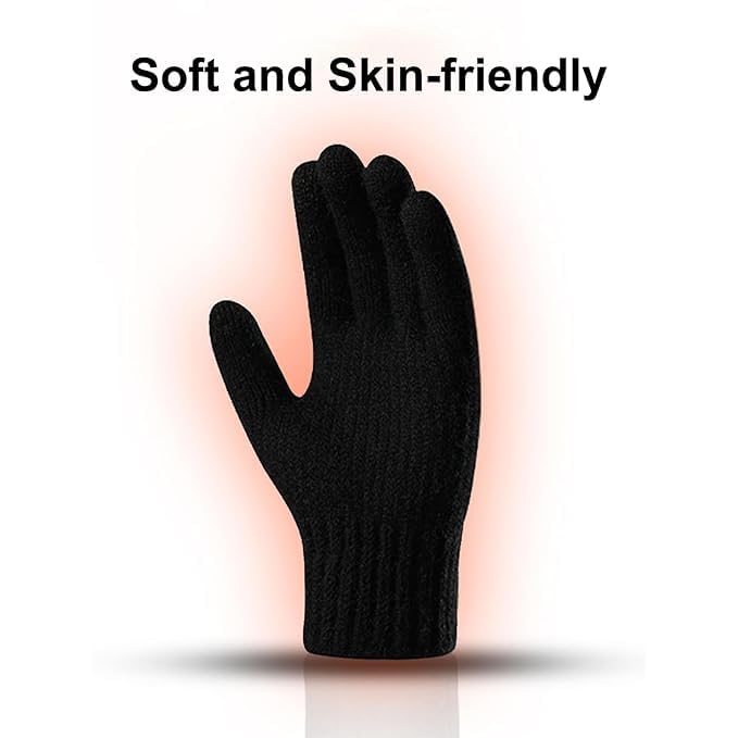 Hand Gloves for winter for Woolen Knitted Winter, Thermal Wear Unisex Hand Gloves - Black 1Pair