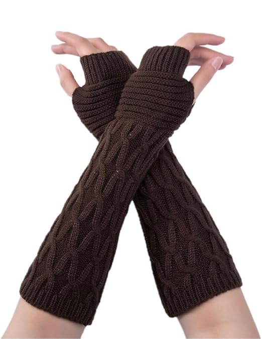 Women Long Knitted Arm Sleeves Woolen Warm Hand Cover Comfortable Winter Fashion Thumbhole Gloves For Girls & Ladies Hand Warmer