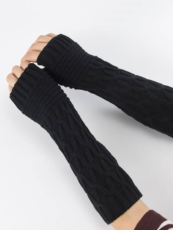 Women Long Knitted Arm Sleeves Woolen Warm Hand Cover Comfortable Winter Fashion Thumbhole Gloves For Girls & Ladies Hand Warmer