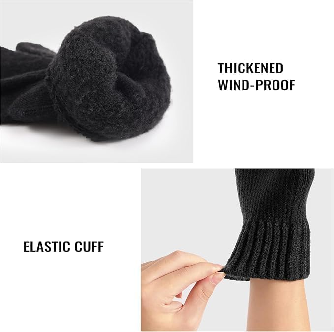 Hand Gloves for winter for Woolen Knitted Winter, Thermal Wear Unisex Hand Gloves - Black 1Pair
