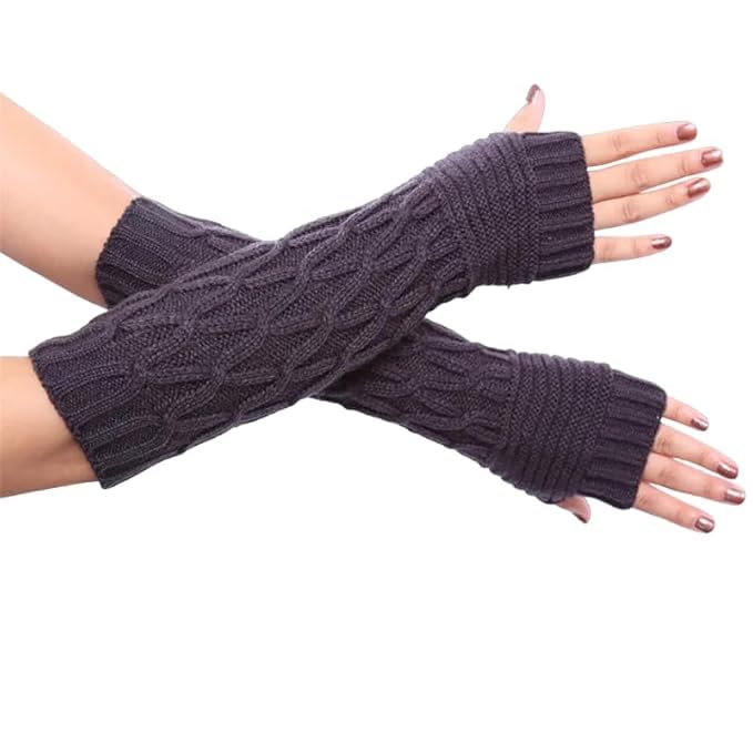 Women Long Knitted Arm Sleeves Woolen Warm Hand Cover Comfortable Winter Fashion Thumbhole Gloves For Girls & Ladies Hand Warmer