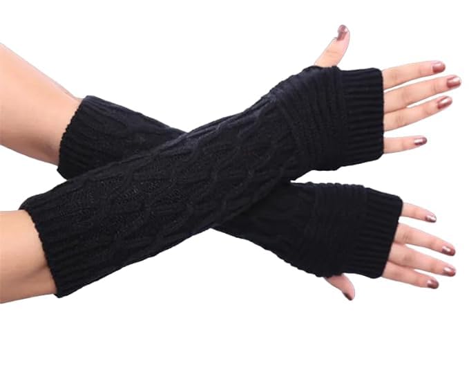 Women Long Knitted Arm Sleeves Woolen Warm Hand Cover Comfortable Winter Fashion Thumbhole Gloves For Girls & Ladies Hand Warmer