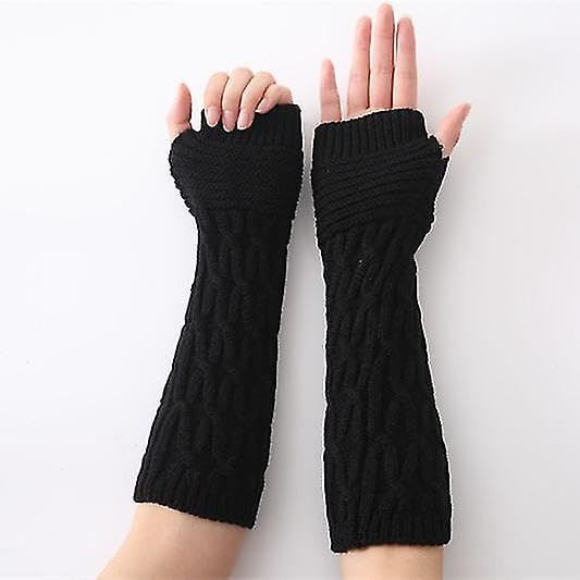 Women Long Knitted Arm Sleeves Woolen Warm Hand Cover Comfortable Winter Fashion Thumbhole Gloves For Girls & Ladies Hand Warmer