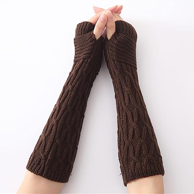 Women Long Knitted Arm Sleeves Woolen Warm Hand Cover Comfortable Winter Fashion Thumbhole Gloves For Girls & Ladies Hand Warmer