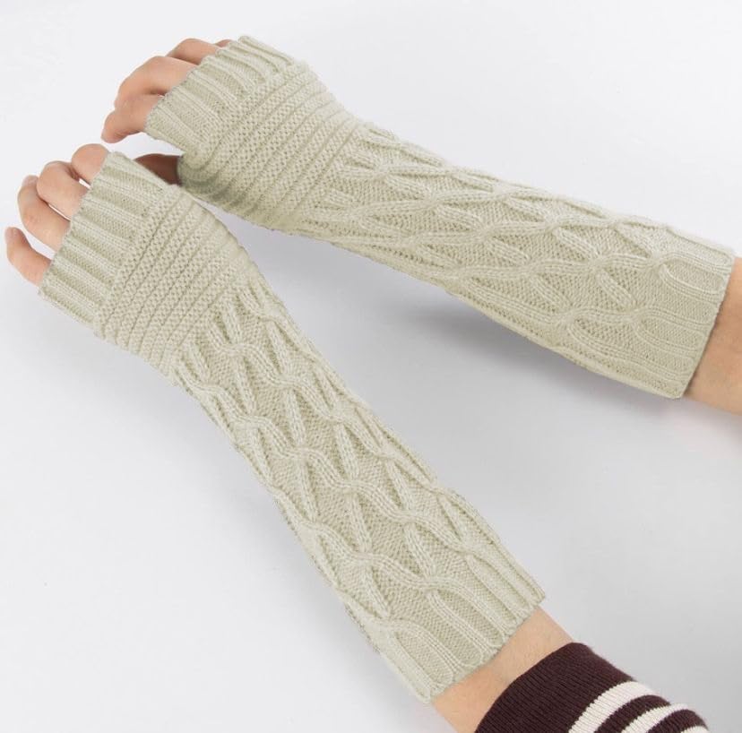 Women Long Knitted Arm Sleeves Woolen Warm Hand Cover Comfortable Winter Fashion Thumbhole Gloves For Girls & Ladies Hand Warmer