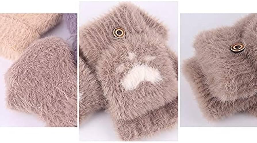 Girls Winter Gloves with Touch Screen Finger for Women Woolen warm Rabbit Fur Gloves Mittens | Soft Fleece Windproof Mobile Screen Touch Hand Gloves (Freesize)