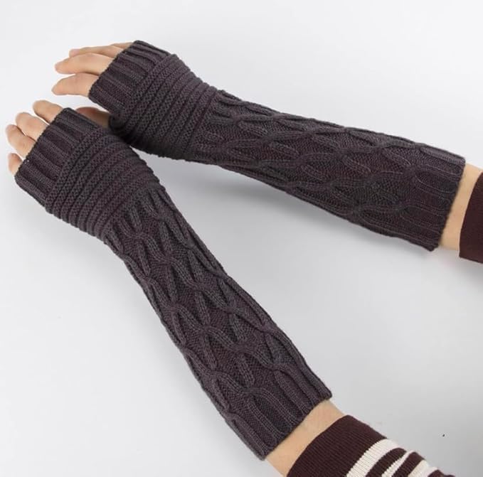 Women Long Knitted Arm Sleeves Woolen Warm Hand Cover Comfortable Winter Fashion Thumbhole Gloves For Girls & Ladies Hand Warmer