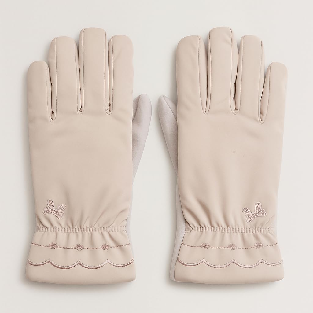 Waterproof Touch Screen Women Gloves Fur Inside for Snow, Trekking, Riding, Excersise etc. with Elastc Cuff for Women (Grey)