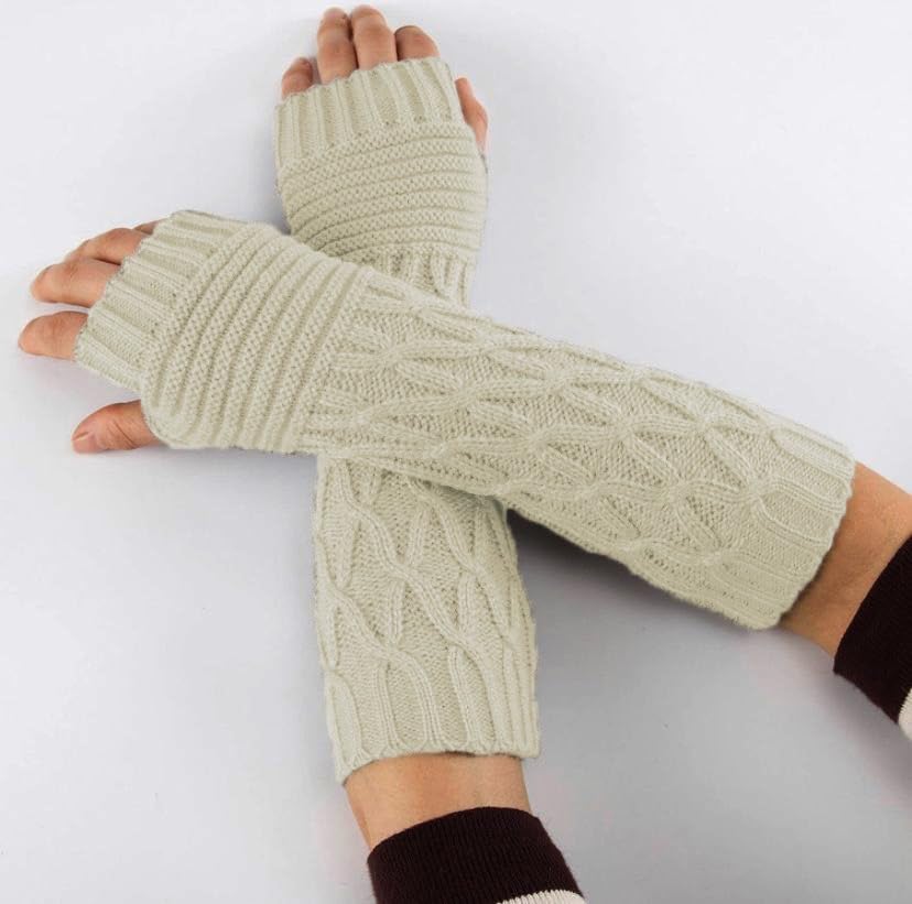 Women Long Knitted Arm Sleeves Woolen Warm Hand Cover Comfortable Winter Fashion Thumbhole Gloves For Girls & Ladies Hand Warmer