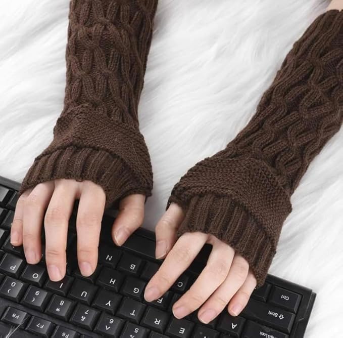 Women Long Knitted Arm Sleeves Woolen Warm Hand Cover Comfortable Winter Fashion Thumbhole Gloves For Girls & Ladies Hand Warmer