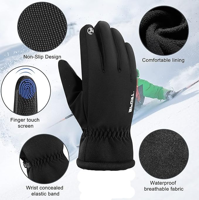 Waterproof Touch Screen Winter Gloves for Men, Splashproof and Windproof, Gloves for Winter Season, for Snow, Minus Degree, Trekking and Traveling, Bike Riding, Cycling for Men and Women