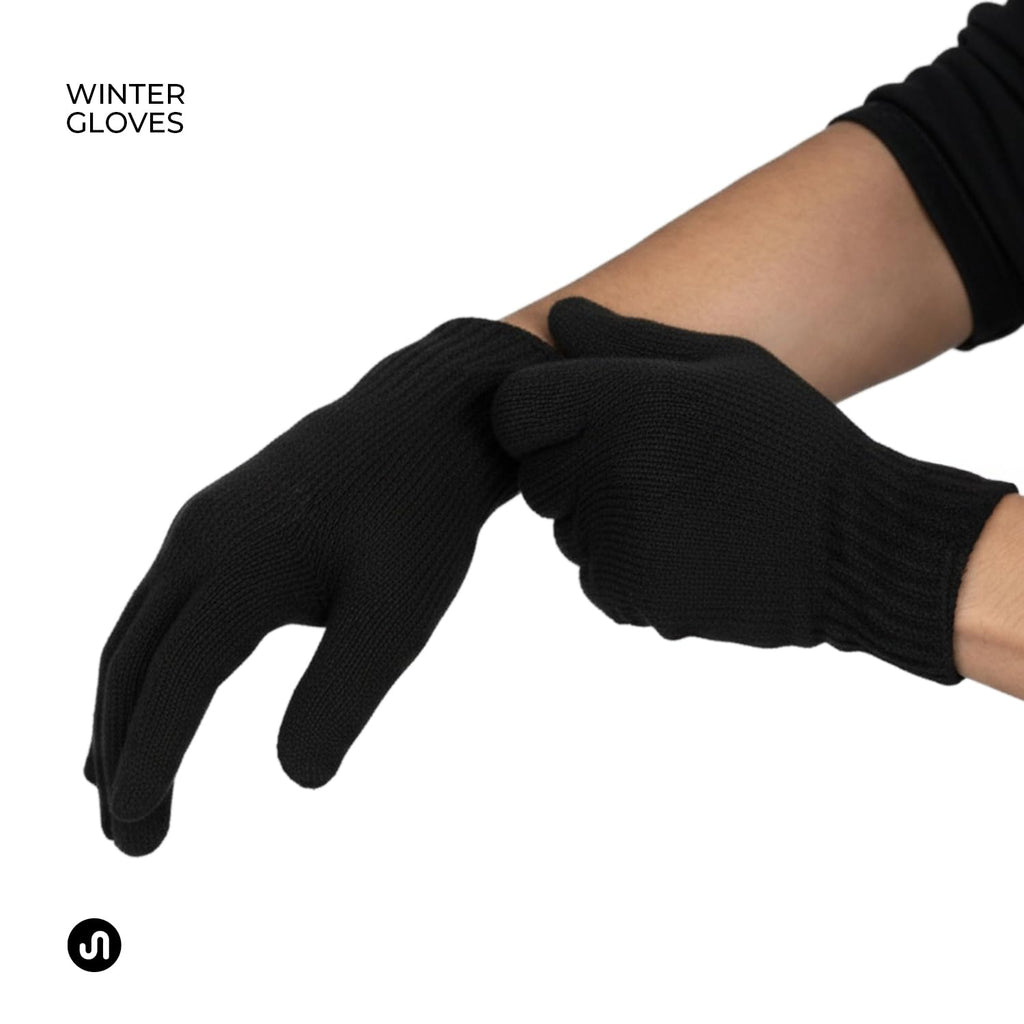 Bodyband Hand Gloves for Men & Women Winter Glove for Men Woolen Knitted for Women and Mens Thermal Wear Unisex Winter Warm Gloves for Womens Winters Wear Unisex Hands Glove for Driving - Grey 1Pair