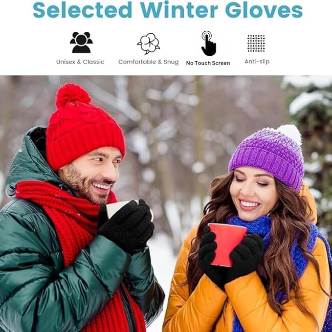 Hand Gloves for winter for Woolen Knitted Winter, Thermal Wear Unisex Hand Gloves - Black 1Pair