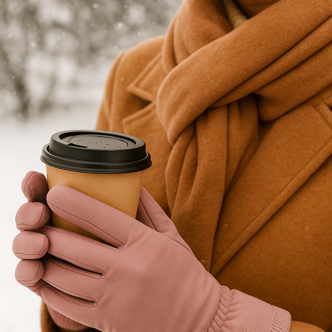 Waterproof Touch Screen Women Gloves Fur Inside for Snow, Trekking, Riding, Excersise etc. with Elastc Cuff for Women (Grey)