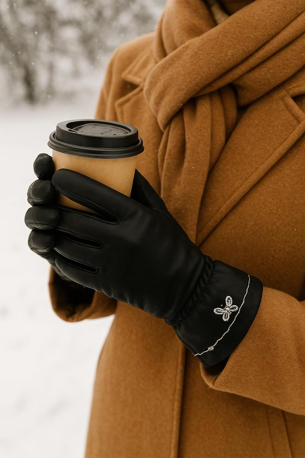 Waterproof Touch Screen Women Gloves Fur Inside for Snow, Trekking, Riding, Excersise etc. with Elastc Cuff for Women (Grey)