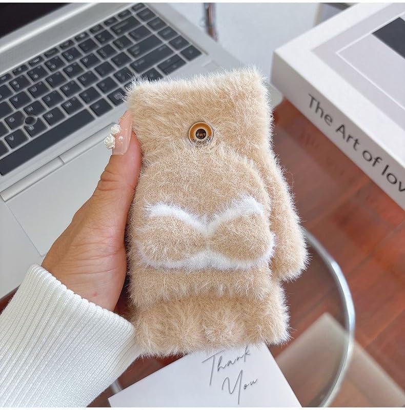 Winter Gloves for Women Fashion Knitted Hand Gloves | Soft Acrylic Wool Half Finger Warm Mitten Gloves for Boys and Girls Fingerless Rabbit Ears Glove