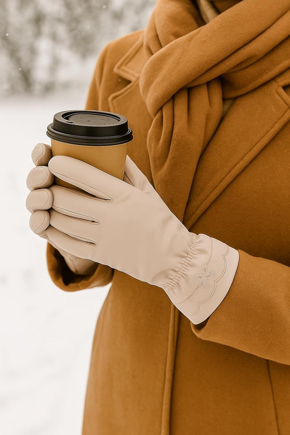 Waterproof Touch Screen Women Gloves Fur Inside for Snow, Trekking, Riding, Excersise etc. with Elastc Cuff for Women (Grey)