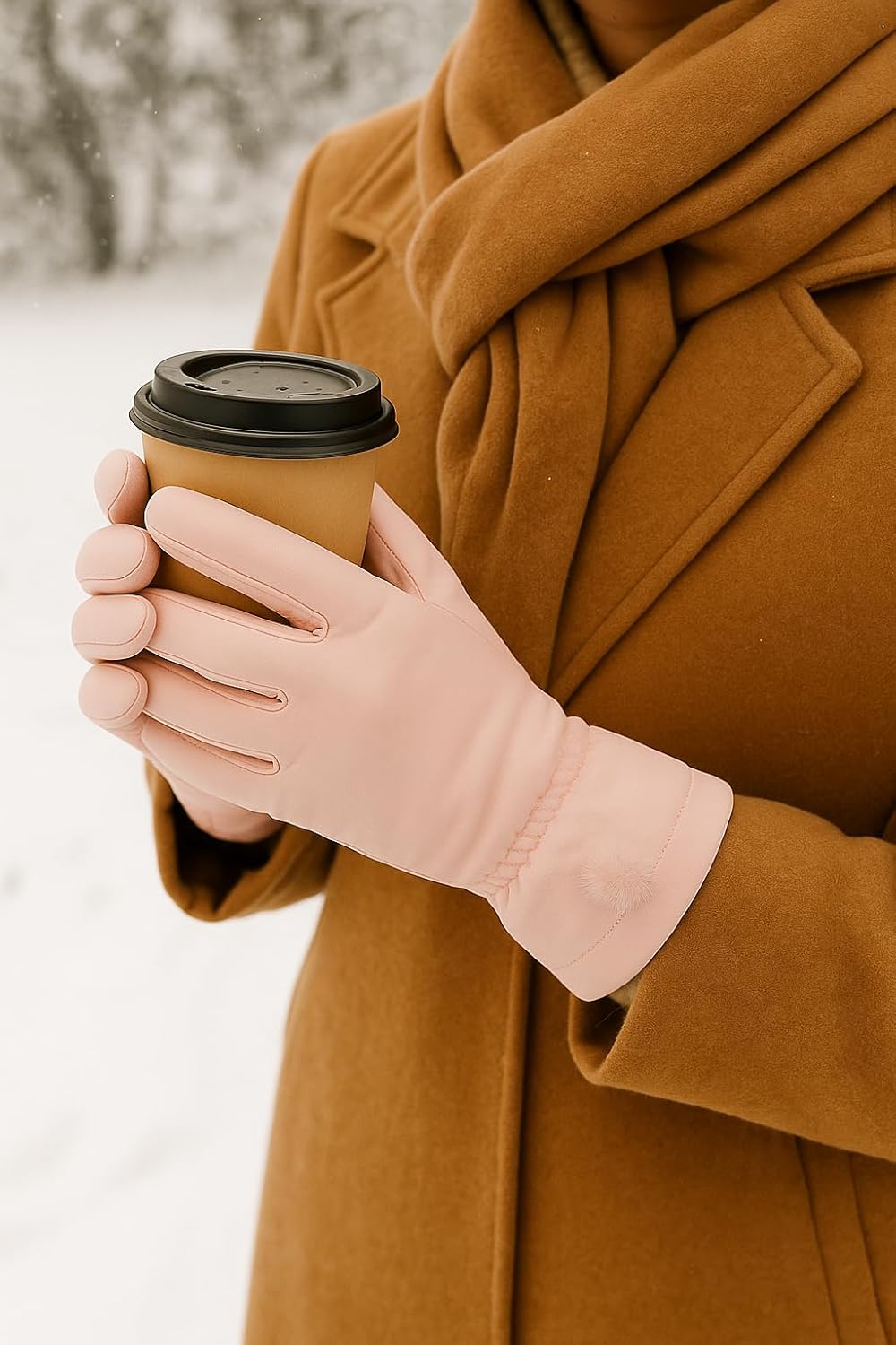 Waterproof Touch Screen Women Gloves Fur Inside for Snow, Trekking, Riding, Excersise etc. with Elastc Cuff for Women (Grey)