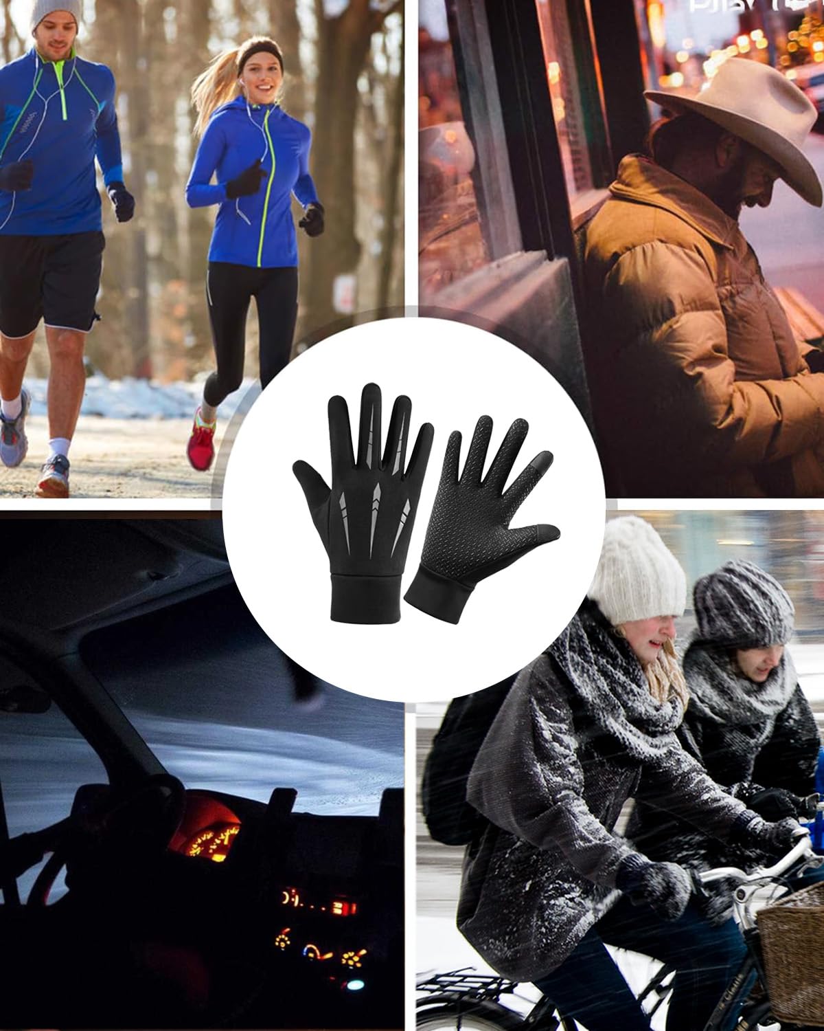 Winter Hand Gloves for Men, Warm Winter Waterproof Gloves for Men & Women, Touch Screen Finger Hand Gloves for Bike Riding, Anti-Slip Riding Gloves for Cycling, Skiing, Outdoor Wear (Black Grey)
