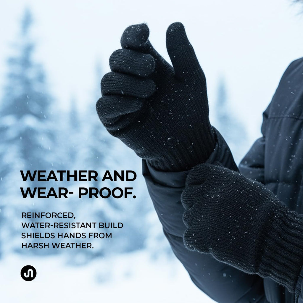 Bodyband Hand Gloves for Men & Women Winter Glove for Men Woolen Knitted for Women and Mens Thermal Wear Unisex Winter Warm Gloves for Womens Winters Wear Unisex Hands Glove for Driving - Grey 1Pair