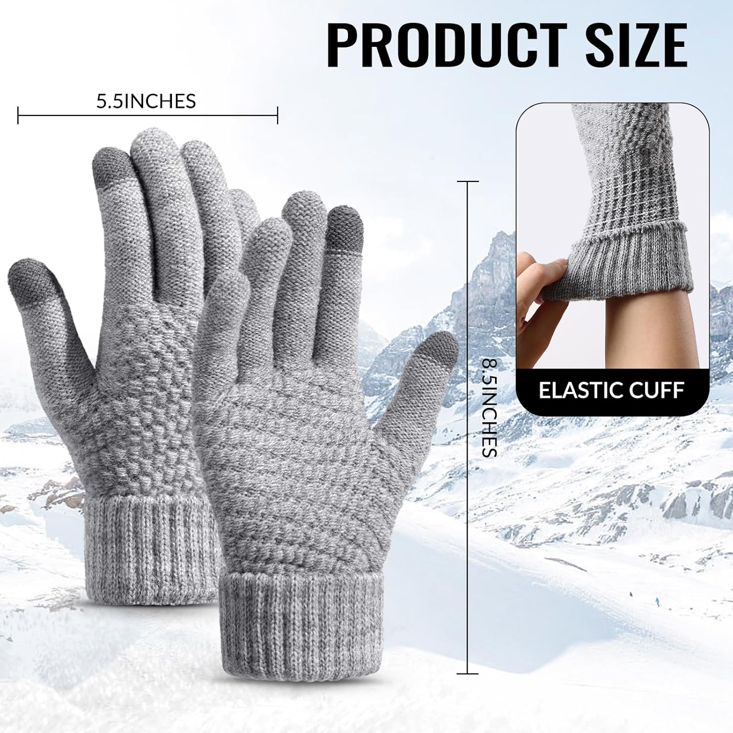 4 Pairs Winter Gloves - Winter Gloves Women Gloves for Women Cold Weather, Winter Gloves with Elastic Cuff Knit