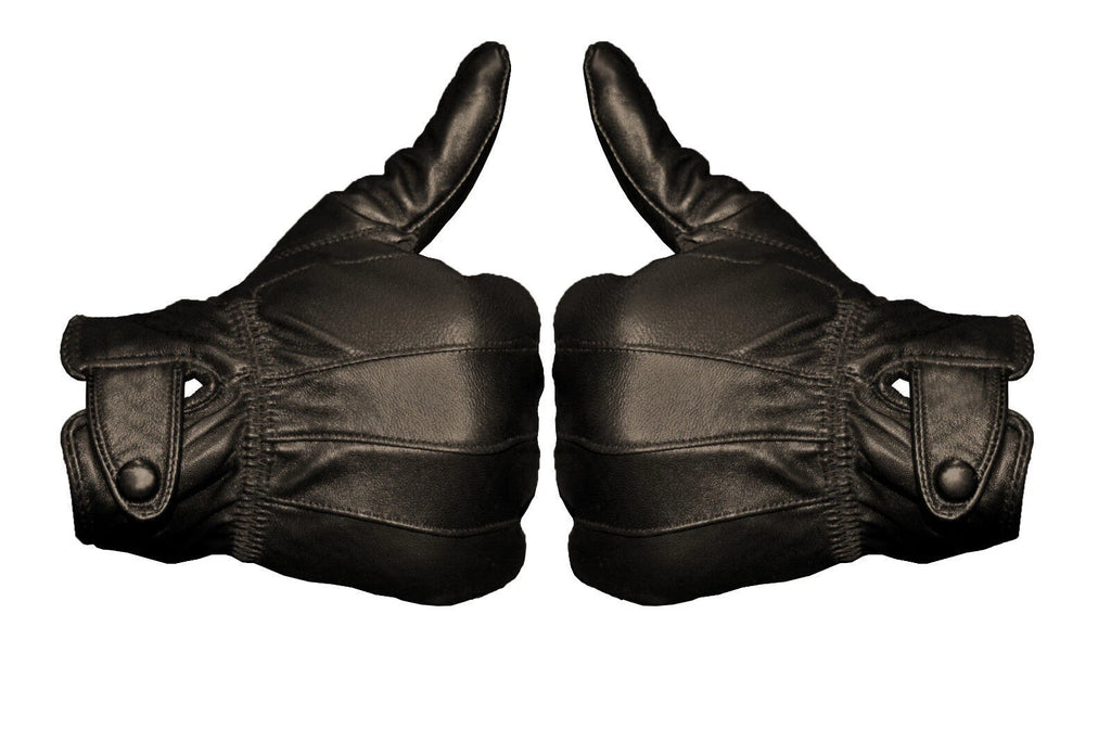 Mens Black Driving Leather Gloves Touch Screen Soft Fleece Lined Thermal Winter