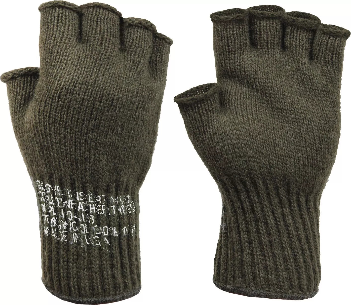 Olive Drab Tactical Fingerless Military Glove Liner Inserts Wool Gloves USA Made