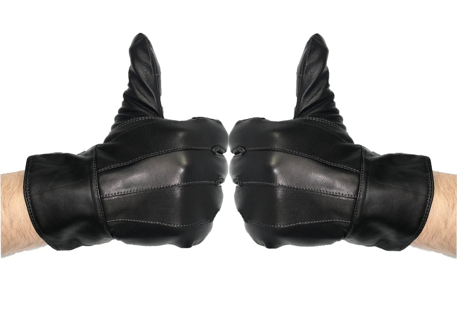 Mens Black Driving Leather Gloves Touch Screen Soft Fleece Lined Thermal Winter