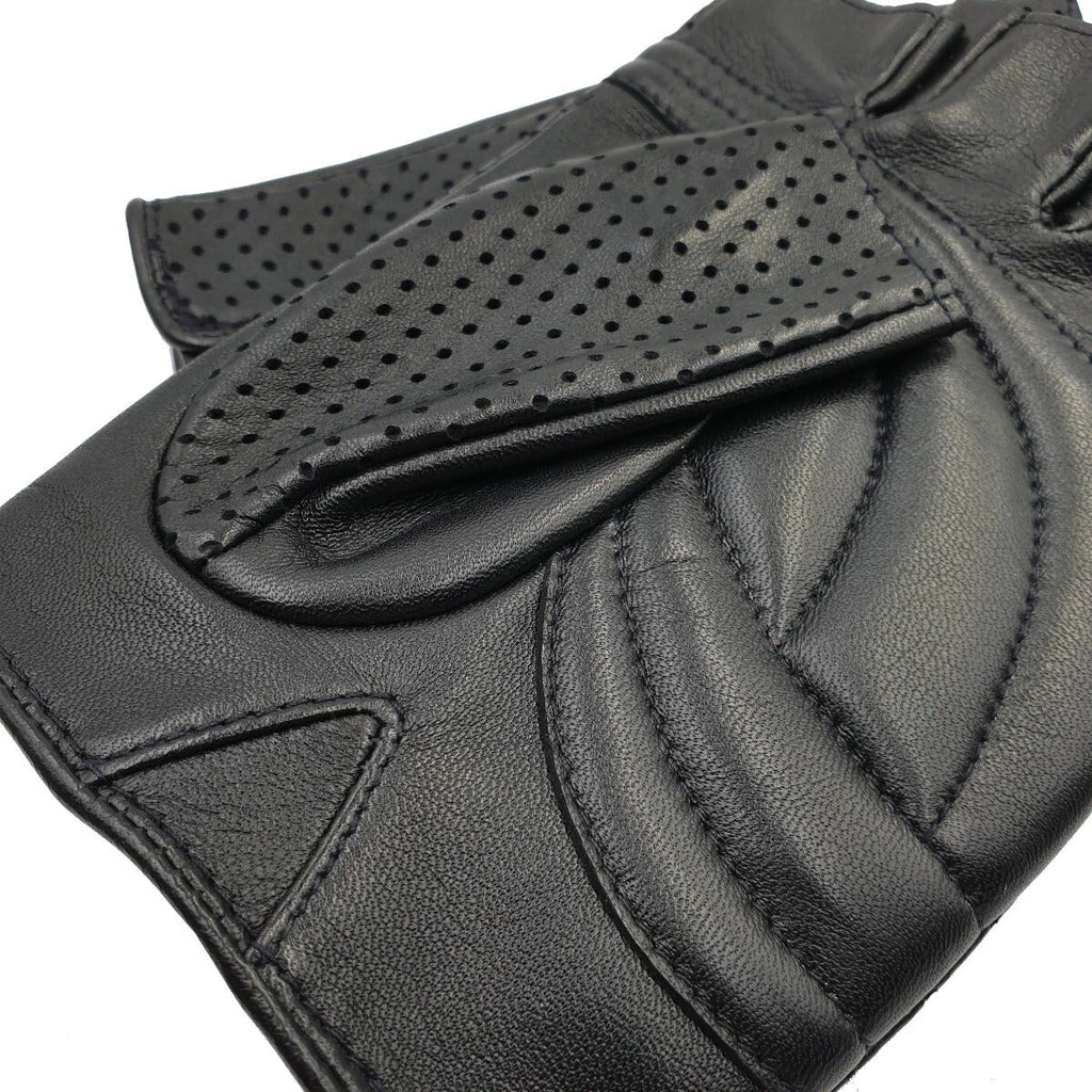 Driving Leather Fingerless Gloves Biker Cycling Wheelchair Gym Padded Gloves New
