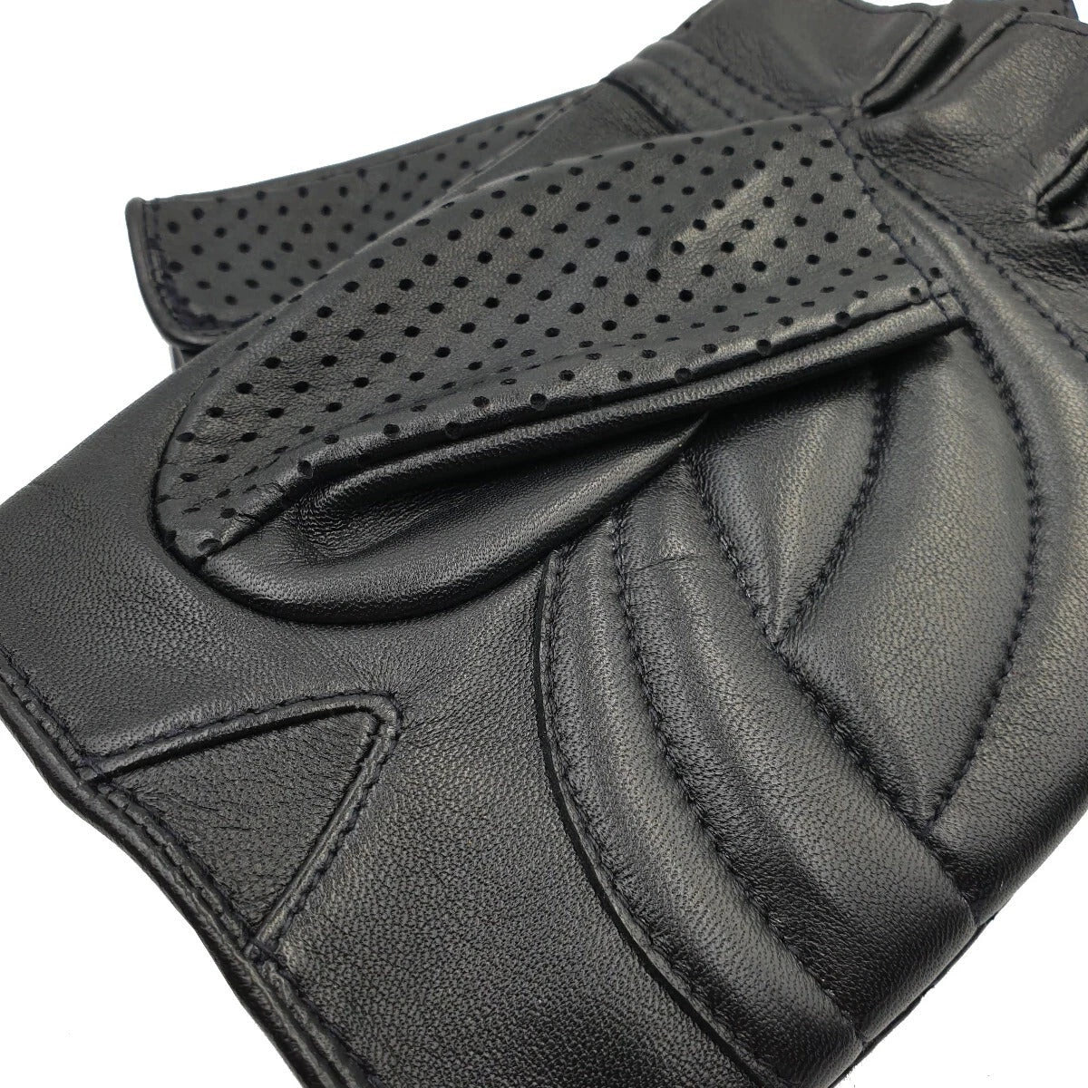 Driving Leather Fingerless Gloves Biker Cycling Wheelchair Gym Padded Gloves New