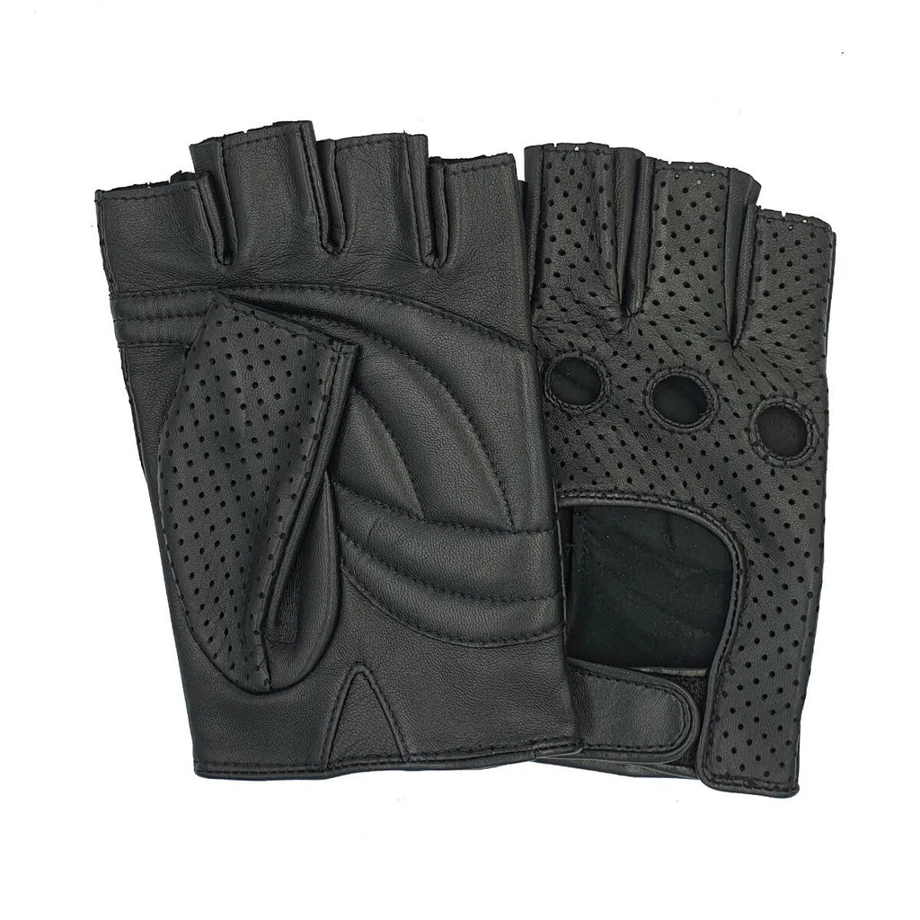 Driving Leather Fingerless Gloves Biker Cycling Wheelchair Gym Padded Gloves New