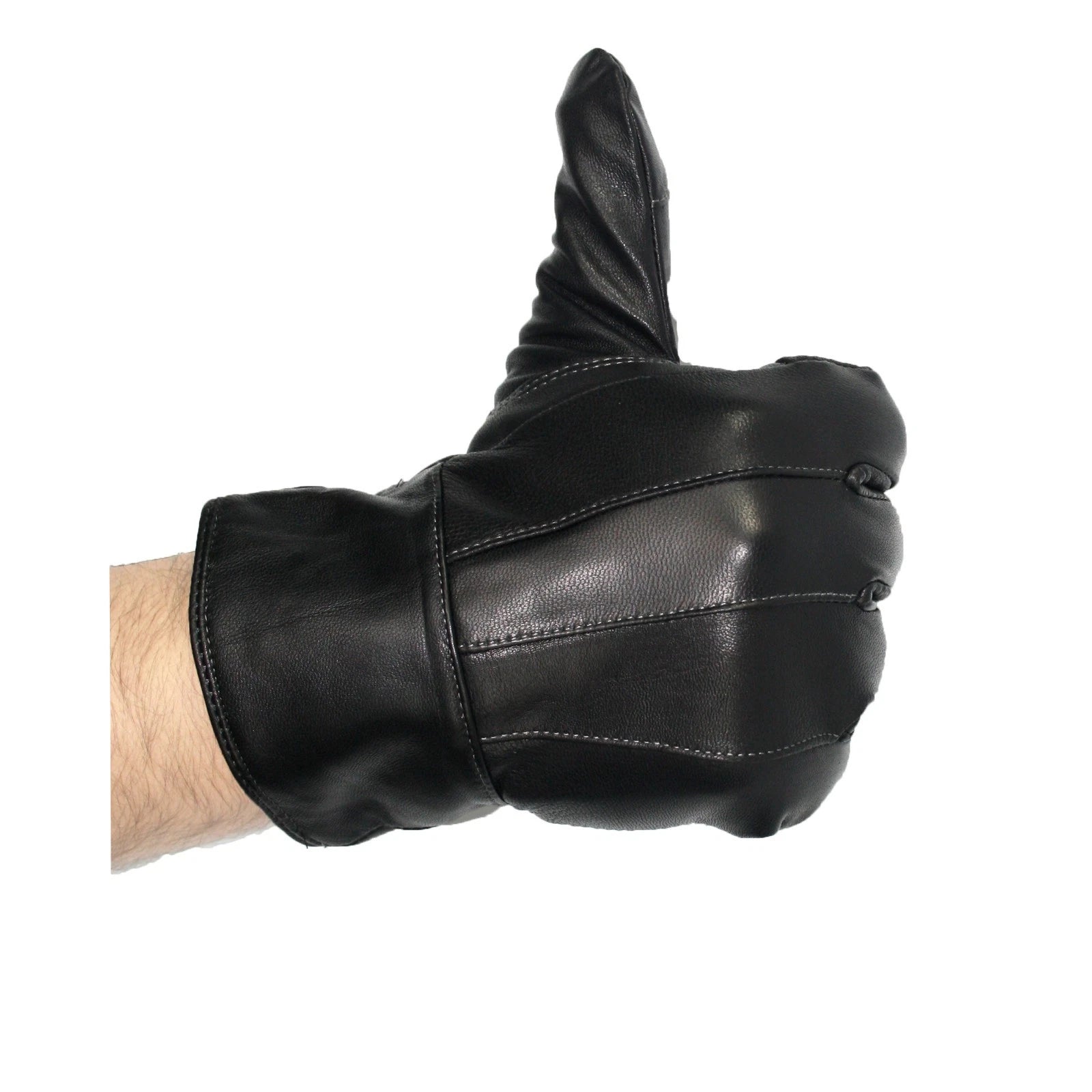 Mens Black Driving Leather Gloves Touch Screen Soft Fleece Lined Thermal Winter