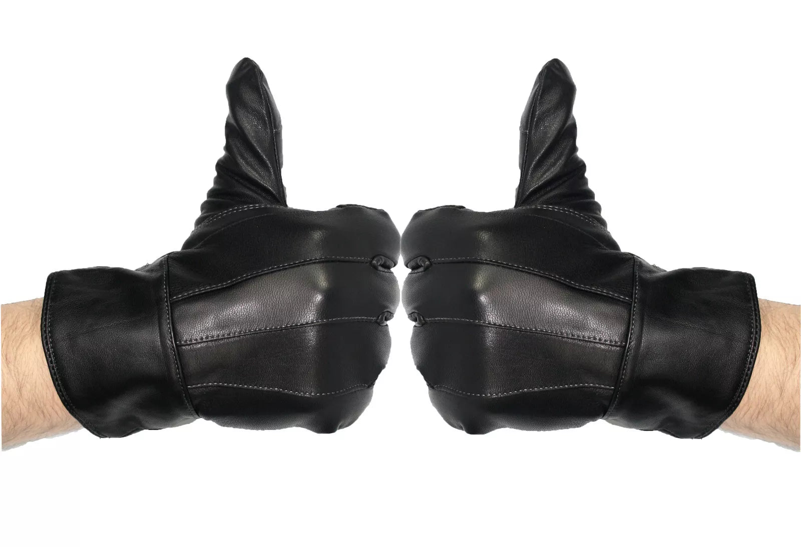 Mens Black Driving Leather Gloves Touch Screen Soft Fleece Lined Thermal Winter