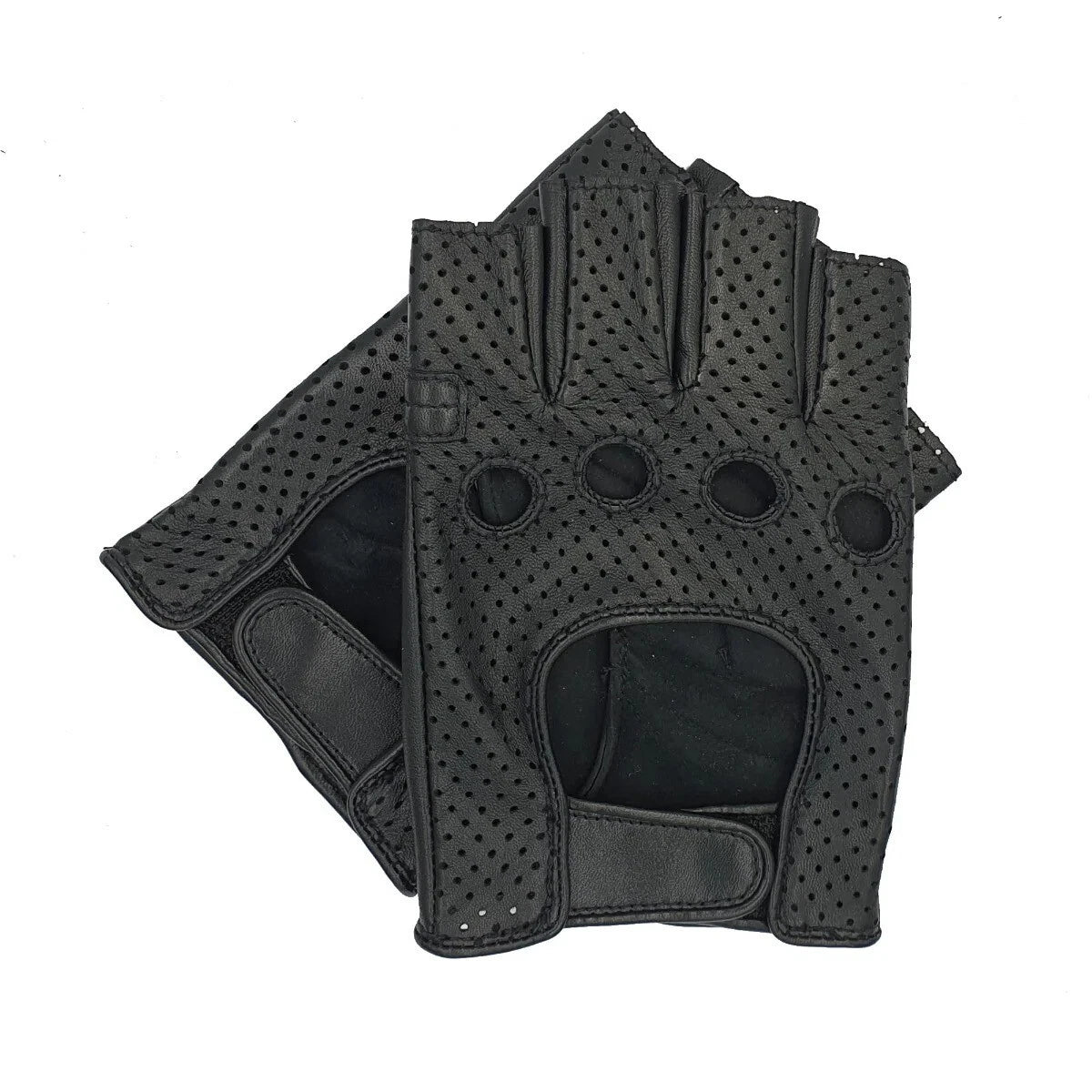 Driving Leather Fingerless Gloves Biker Cycling Wheelchair Gym Padded Gloves New