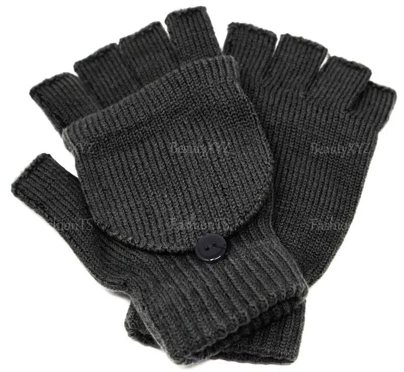 NEW Unisex Mitten Gloves Fingerless Insulated Knit Winter Gloves Men Women Warm