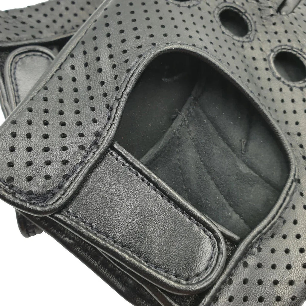 Driving Leather Fingerless Gloves Biker Cycling Wheelchair Gym Padded Gloves New