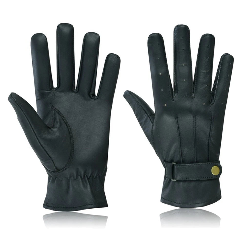 MENS CLASSIC DRIVING GLOVES SOFT GENUINE REAL LAMBSKIN LEATHER BLACK UK