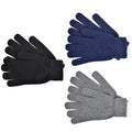 Men’s  Winter Knit Gloves Warm Soft Stretch Thermal Gloves – Black Blue Grey