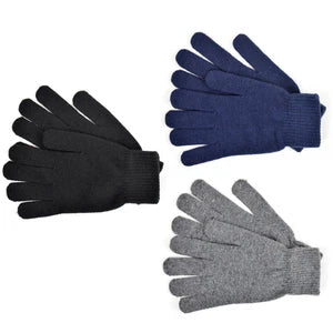 Men’s  Winter Knit Gloves Warm Soft Stretch Thermal Gloves – Black Blue Grey